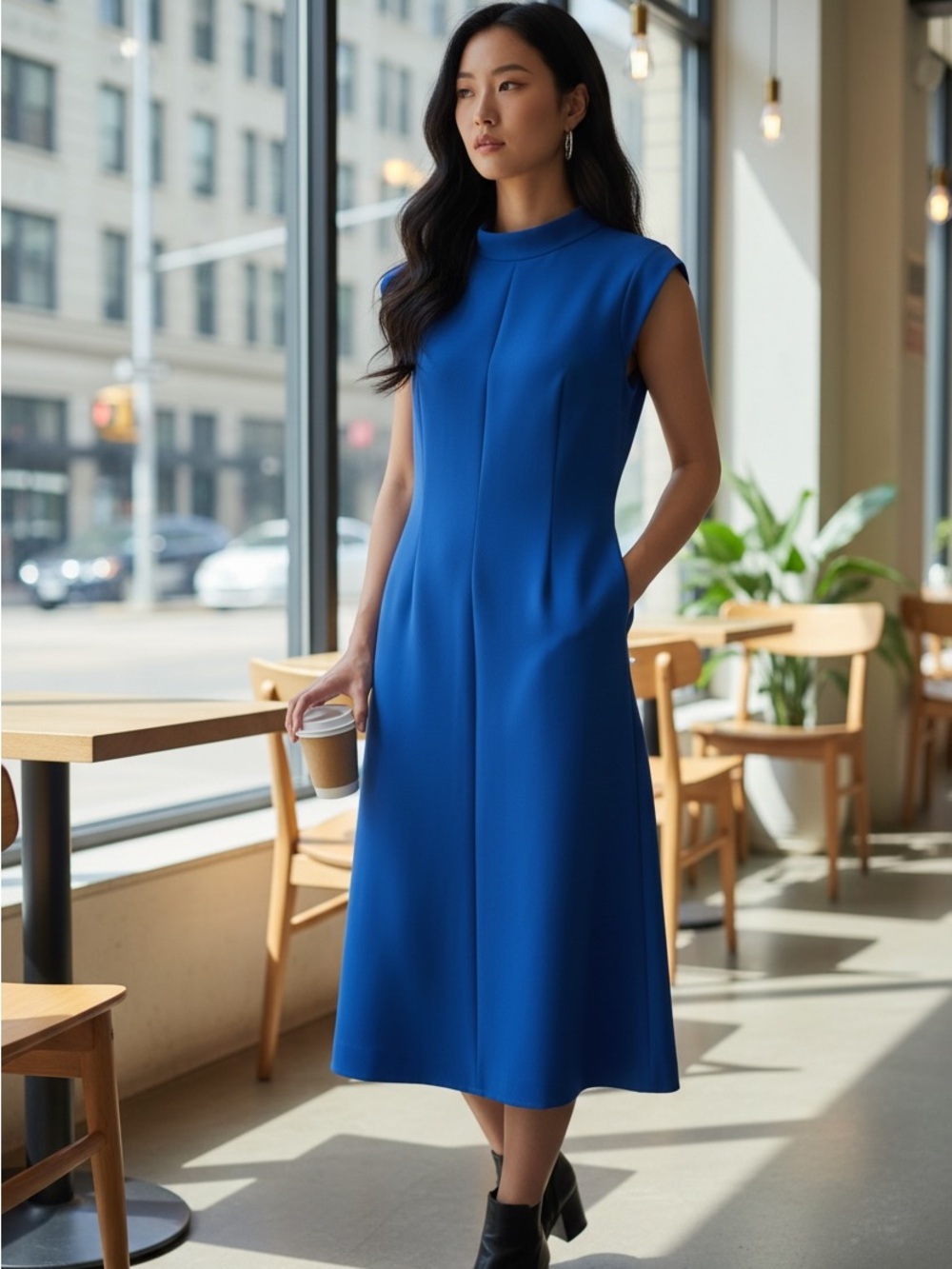 French Connection Sleeveless Midi Dress in Cobalt